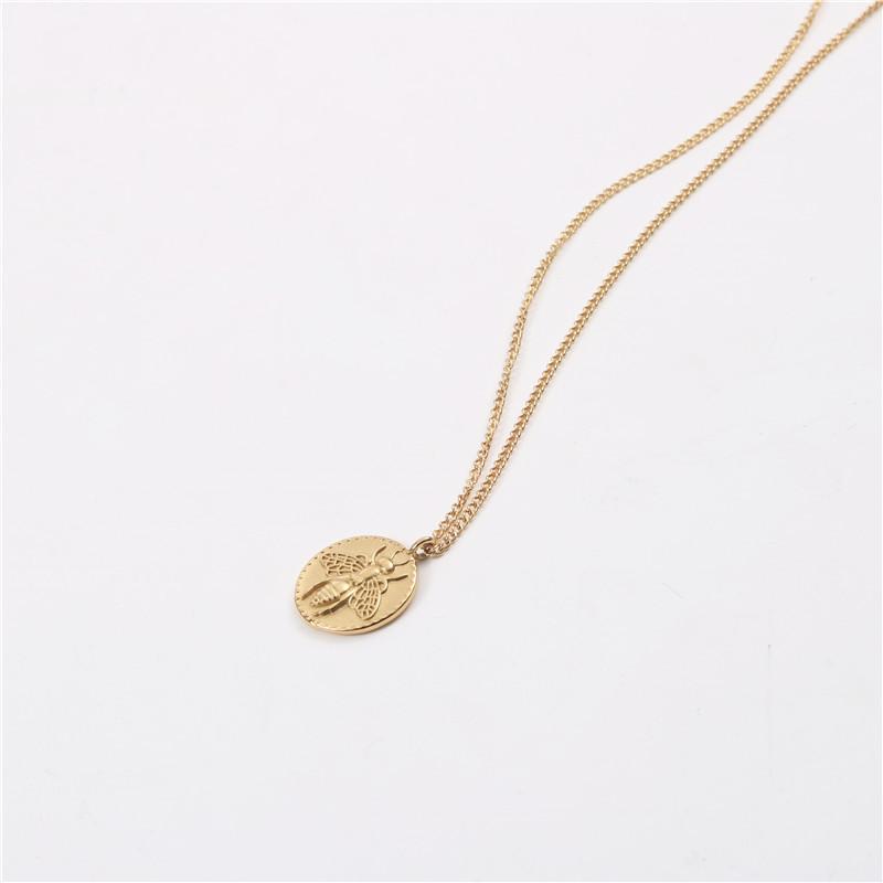 Pendant Necklaces Joolim Jewelry PVD Gold Finish Fashionable Bee Coin Necklace Stylish Stainless Steel NecklacePendant
