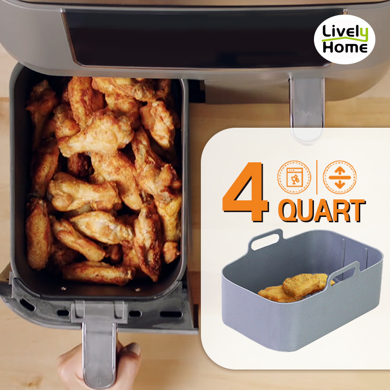 2PCS Air Fryer Silicone Tray Dish Dual 2 Basket Baking Pan Oven Pot Plate Liner Dual Air Fryer Accessories For Ninja Foodi DZ201