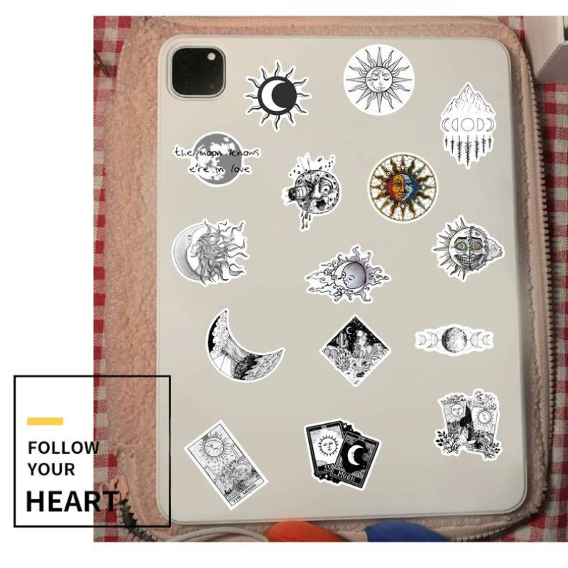 50Pcs/Lot Retro Greek mythology Triple Moon Goddess Stickers Sun Moon Graffiti Sticker for DIY Luggage Laptop Skateboard Motorcycle Bicycle Decals