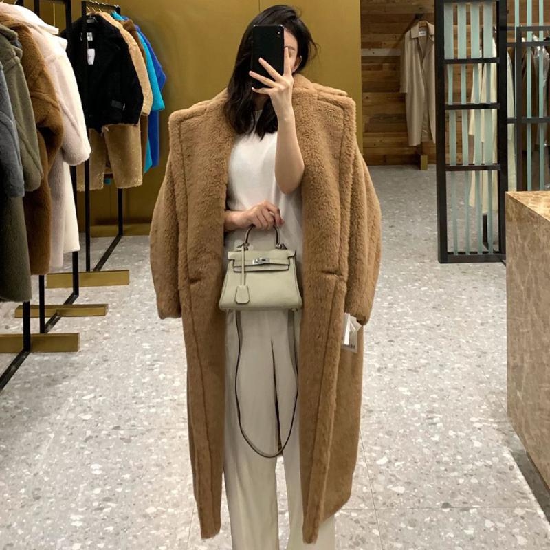 Women's Fur & Faux Long Teddy Bear Jacket Authentic Women Winter Coat 2022 Thick Warm Oversize Chunky Outerwear Overcoat Real Lambswool Coat