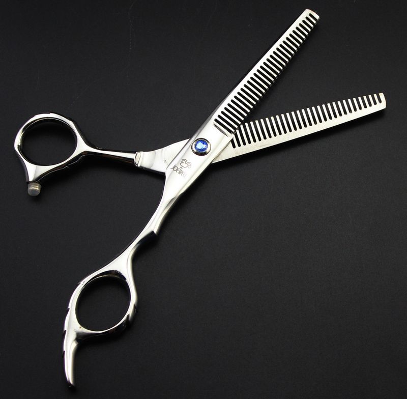6.0 inch hair thinning scissors stainless steel 6CR Two-sides teeth professional barber tool free shipping