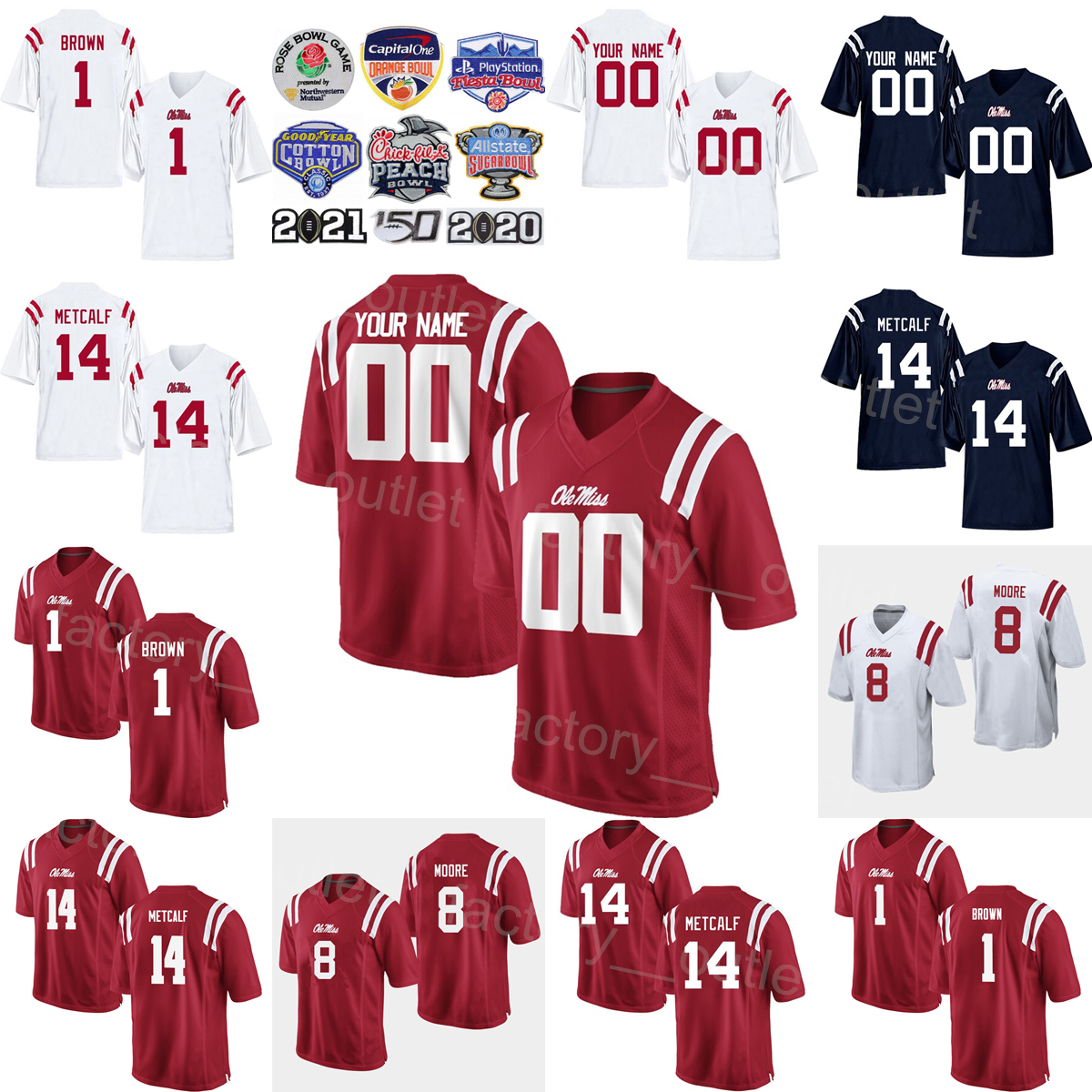 NCAA Ole Miss Rebels College Jersey Football 22 Deuce McAllister 14 DK Metcalf 1 AJ Brown 22 Dexter McCluster 8 Elijah Moore 18 Achie Manning 20 Shea Patterson Team, Navy blue
NCAA Ole Miss Rebels College Jersey Football 22 Deuce McAllister 14 DK Metcalf 1 AJ Brown 22 Dexter McCluster 8 Elijah Moore 18 Achie Manning 20 Shea Patterson Team, Navy blue