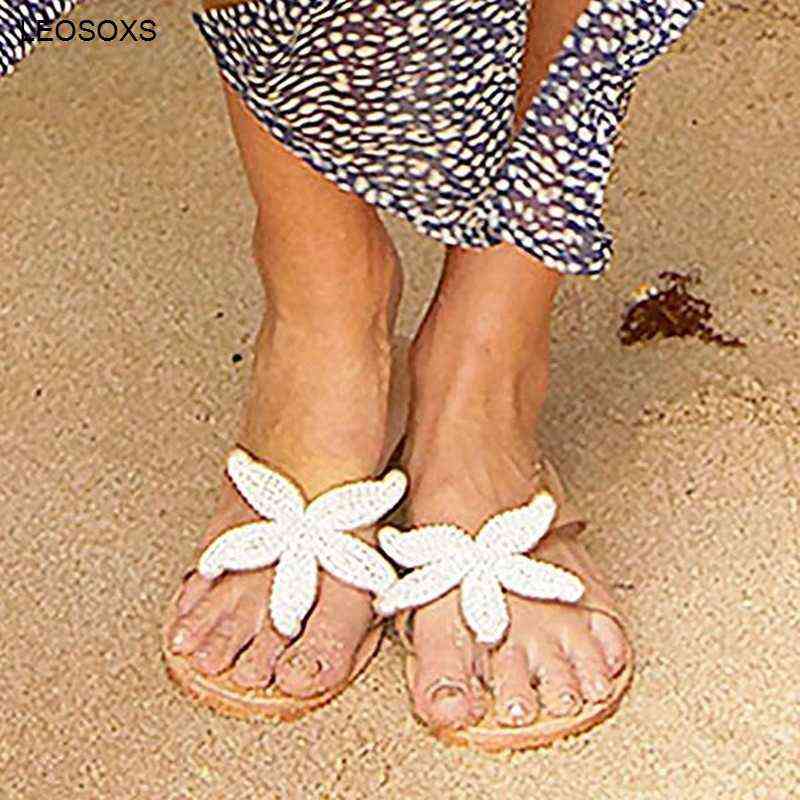 Women's Flat Flip Flops Sandals Summer Clip Toe Starfish Shoes Flat Bottom Casual Fashion Solid Color Beach Female Shoes G220518
