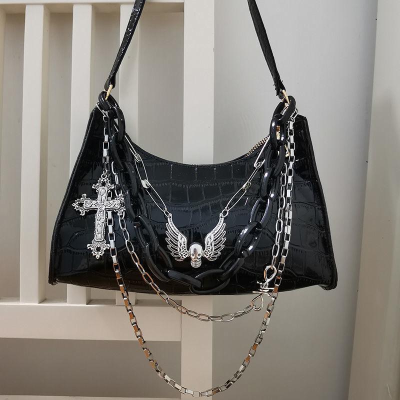 Evening Bags Y2k Girl Chain Crocodile Pattern Handbag 2022 Summer Subculture Dark Punk Underarm Bag Cross Skull Shoulder BagEvening, As pic
Evening Bags Y2k Girl Chain Crocodile Pattern Handbag 2022 Summer Subculture Dark Punk Underarm Bag Cross Skull Shoulder BagEvening, As pic