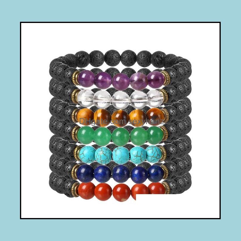 Beaded Strands Bracelets Jewelry Lava Beaded Bracelet Yoga Energy Stone Lapislazi Ojo De Tigre Seven Chakra Stretch Power Beads For Man
Beaded Strands Bracelets Jewelry Lava Beaded Bracelet Yoga Energy Stone Lapislazi Ojo De Tigre Seven Chakra Stretch Power Beads For Man
