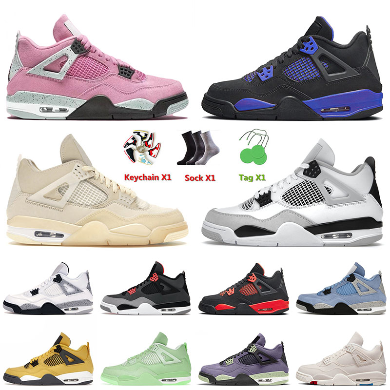 

2022 Arrival SB Basketball Shoes Bred 4 4s IV University Pink Blue Thunder Off Sail Military Black Cat White Oreo Taupe Haze Men Women Trainers Sneakers 36-47, D25 neon 95 40-47