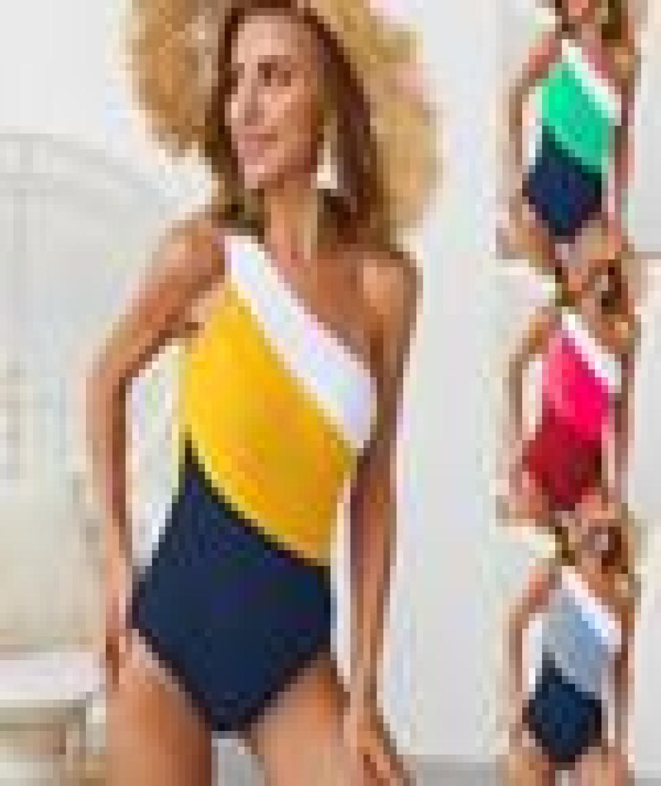 Sexy One Piece Swimsuit Women Bandage Padded Summer Beachwear One Shoulder Swimwear Bathing Suits Bodysuit Monokini Swimsuit4