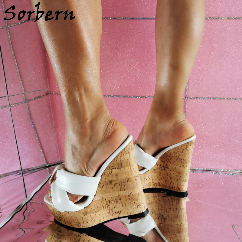 

Sorbern Women Cork Wedges Slipper Platform High Heel Knot Comfortable Slip On Slides Summer Shoe High Quality Real Photos, Custom color