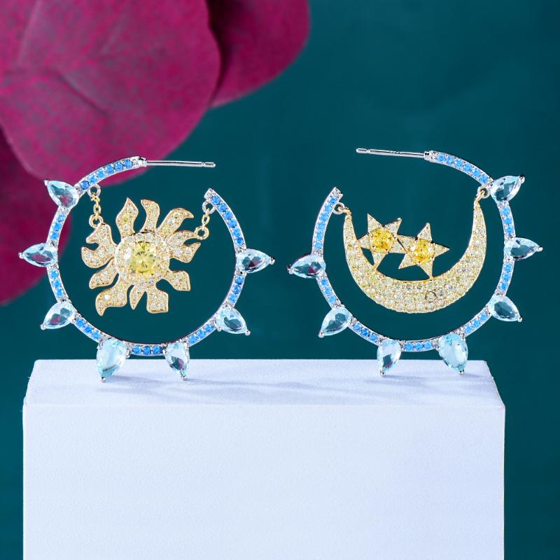 Hoop & Huggie Blachette Luxury Fashion Sweet Romantic Star Sun Moon Zircon Earrings Women's High Quality Wedding Party Daily JewelryHoop
Hoop & Huggie Blachette Luxury Fashion Sweet Romantic Star Sun Moon Zircon Earrings Women's High Quality Wedding Party Daily JewelryHoop