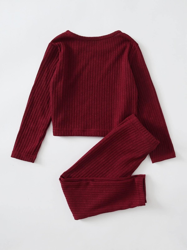 Girls Ribbed Knit Top & Leggings SHE