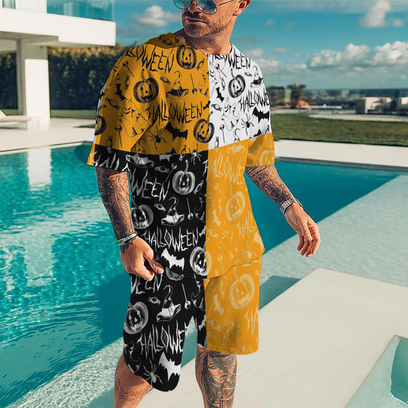 summer graffiti men's MAN SUMMER SHIRT casual personality man shirt and shorts 220803