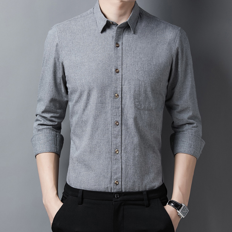 spring and autumn solid color long-sleeved shirt men's clothing business casual shirts zde1766 220330