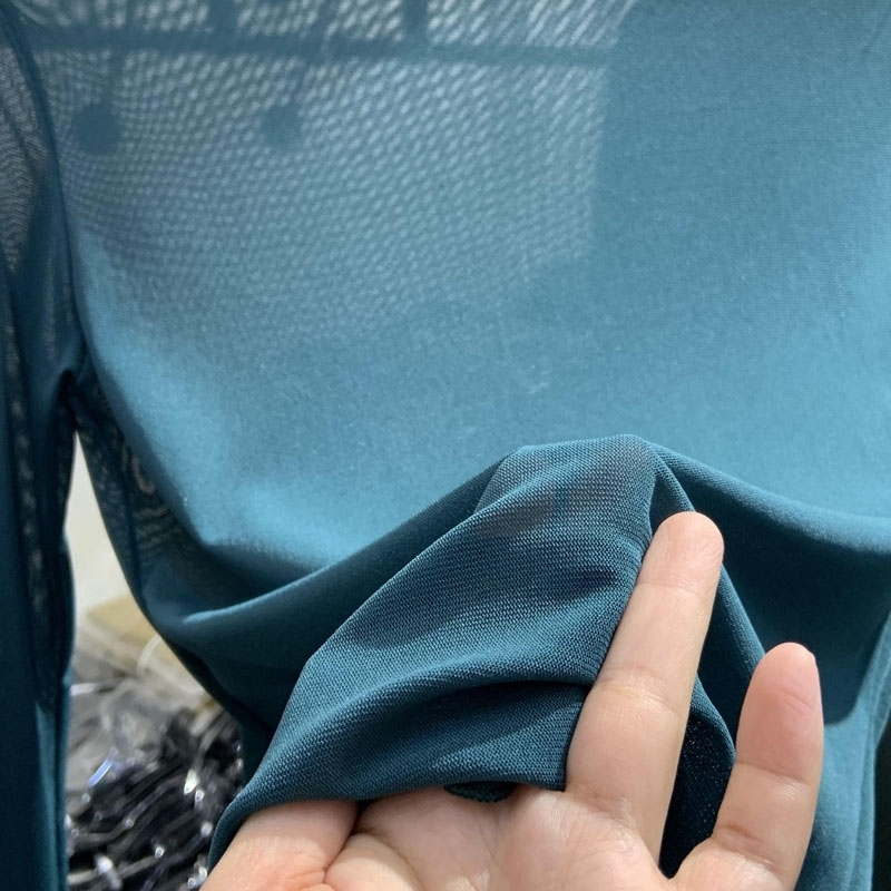 Mesh See Through Women T-Shirts Summer Turtleneck Solid Slim Elastic Long-Sleeved Female Buttoming Pulls Tops Tees 220516