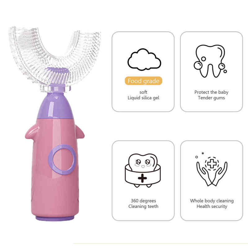 Toothbrush Kids u Shaped Toothbrush Esu-type Whole Mouth Silicone Brush Head Whitening Massage 0511