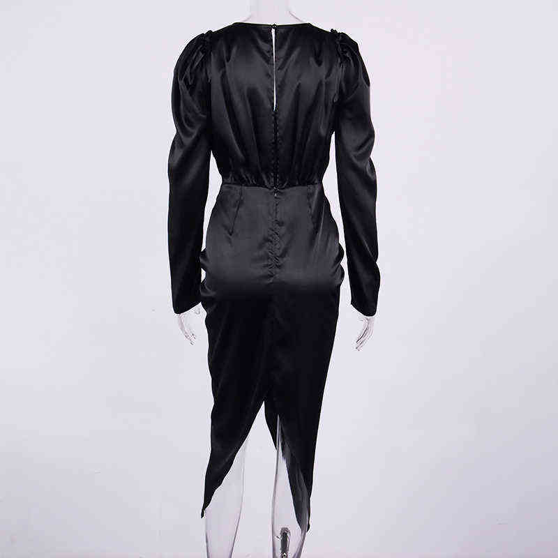 Long Sleeve Maxi Dress V Neck Ruched Cut out Sexy Split Invisible Zipper High Waist Black Dress Women Elegant Party Wear T220816