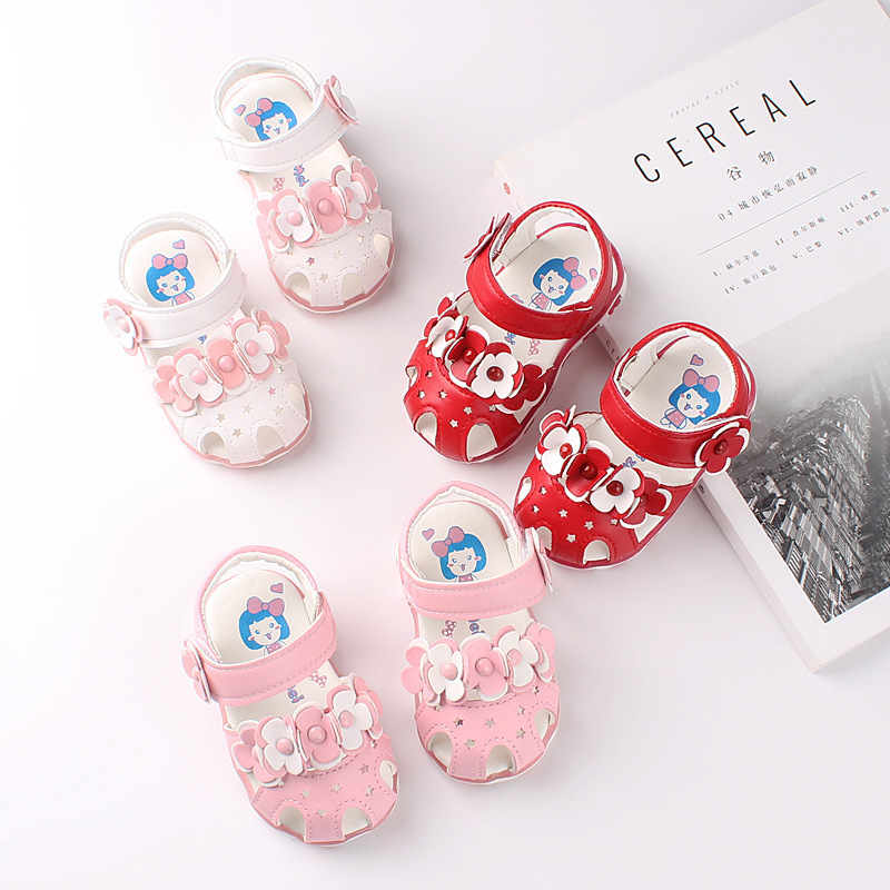 Toddler Girls Summer Sandals LED with Lights Infant Girls Sandals Flower Bow Luminous Lightweight Breathable Kids Baby Shoes 220609