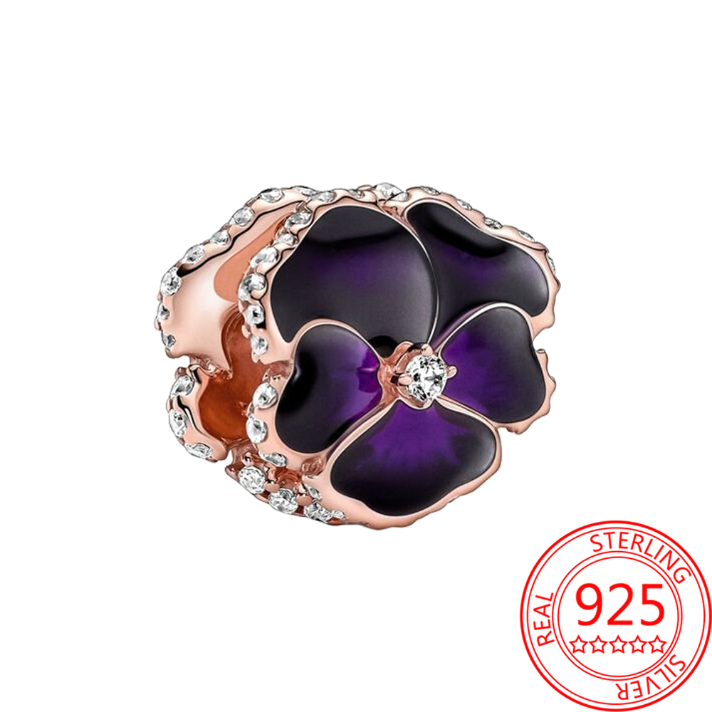 New Fashion 925 Sterling Silver Bracelet Necklace Romantic Gem Blue Tricolor Flower Earrings Pendant Girl Jewelry Gift