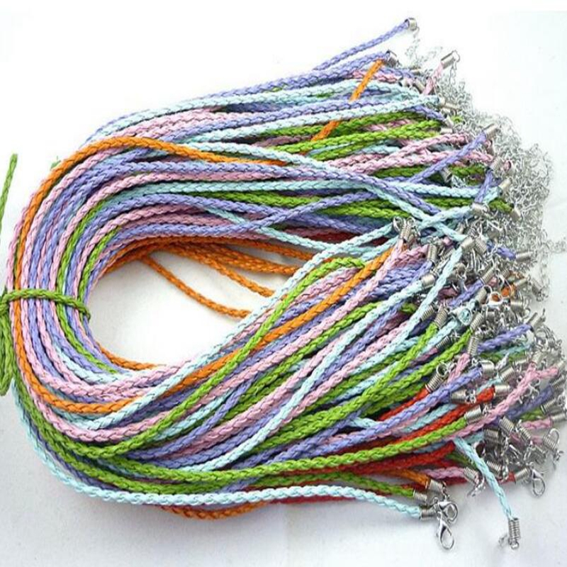 100Pcs/lot 3mm Braided PU Leather Cords String Necklace 45cm Wholesale Fashion DIY Strands Choker With Lobster Clasps DIY Materials Accessories
100Pcs/lot 3mm Braided PU Leather Cords String Necklace 45cm Wholesale Fashion DIY Strands Choker With Lobster Clasps DIY Materials Accessories
