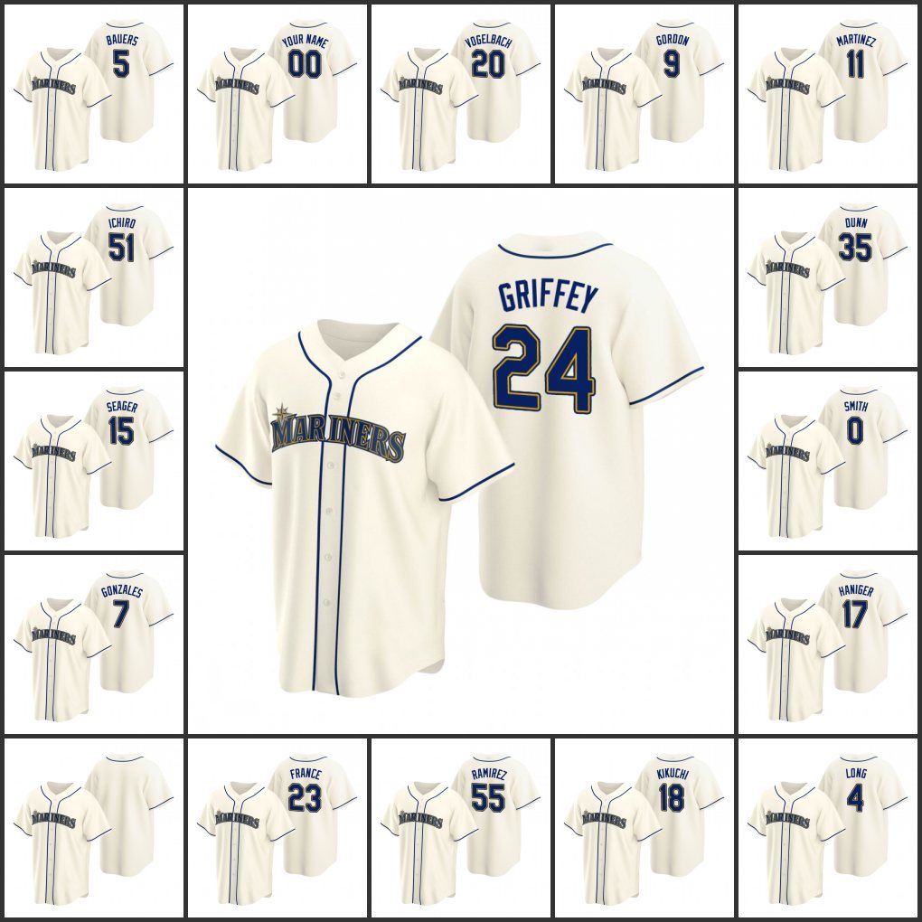 Seattle''Hot''Mariners Men Women Youth #51 Ichiro Suzuki 24 Ken Griffey Jr. 9 Dee Gordon 18 Yusei Kikuchi Custom Cream Alternate Jersey 
Seattle''Hot''Mariners Men Women Youth #51 Ichiro Suzuki 24 Ken Griffey Jr. 9 Dee Gordon 18 Yusei Kikuchi Custom Cream Alternate Jersey