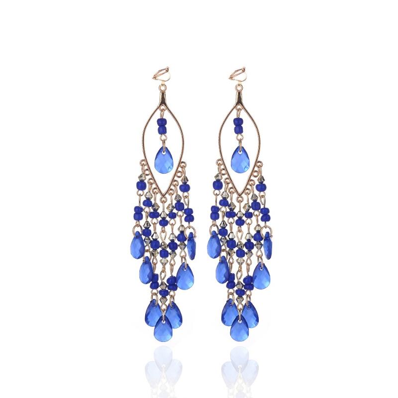 Clip-on & Screw Back Ethnic Bohemia Beads Clip On Earrings Fashion Hanging No Pierced Tassel Resin Vintage Jewelry Gift For Women 
Clip-on & Screw Back Ethnic Bohemia Beads Clip On Earrings Fashion Hanging No Pierced Tassel Resin Vintage Jewelry Gift For Women