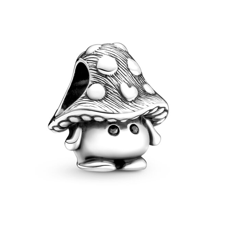 New High Quality Popular 925 Sterling Silver Silver Mushroom Starry Heart Heart Crown Pendant Beads For Charm Bracelet Ladies Jewelry Accessories