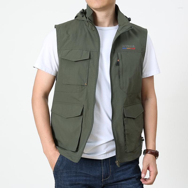 Multi-pocket Vest Men's Stand-up Collar Detachable Cap Loose Large Size Middle-aged And Elderly Sleeveless Jacket Men Vests, 01
Multi-pocket Vest Men's Stand-up Collar Detachable Cap Loose Large Size Middle-aged And Elderly Sleeveless Jacket Men Vests, 01