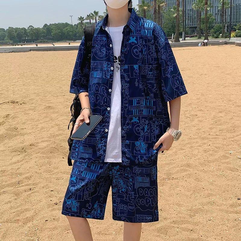 Men's Tracksuits Summer Men's Sets Korean Fashion Tracksuit Men Hawaiian Shirts Shorts 2 Piece Set Casual Clothing Hip Hop Harajuku MenM, 332-black 
Men's Tracksuits Summer Men's Sets Korean Fashion Tracksuit Men Hawaiian Shirts Shorts 2 Piece Set Casual Clothing Hip Hop Harajuku MenM, 332-black
