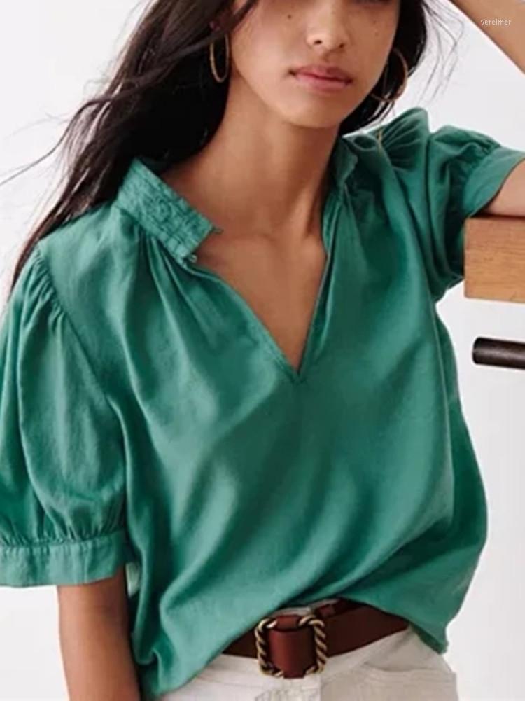 Women' Blouses & Shirts Women Elegant Green Blouse With Button Short Puff Sleeve V-Neck Ladies Shirt And Tops FrenchWomen' Vere22
Women' Blouses & Shirts Women Elegant Green Blouse With Button Short Puff Sleeve V-Neck Ladies Shirt And Tops FrenchWomen' Vere22