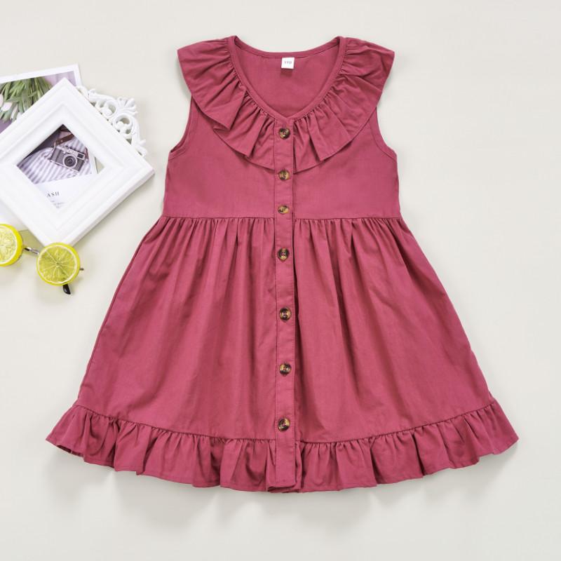 Girl's Dresses Toddler Girls Summer Dress Solid Color Ruffled Sleeveless Button-Down Casual For Kids 1-5 YearsGirl's
Girl's Dresses Toddler Girls Summer Dress Solid Color Ruffled Sleeveless Button-Down Casual For Kids 1-5 YearsGirl's