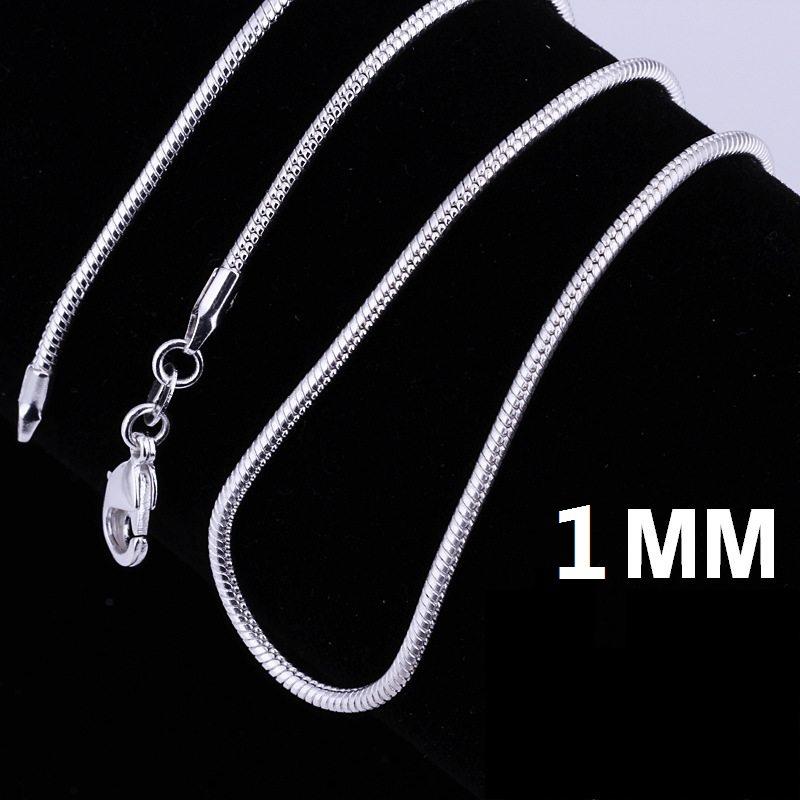 Chains Sterling Silver 16/18/20/22/24/26/28/30 Inch 1MM Snake Chain Necklace For Men Women Trendy Fine JewelryChains 
Chains Sterling Silver 16/18/20/22/24/26/28/30 Inch 1MM Snake Chain Necklace For Men Women Trendy Fine JewelryChains