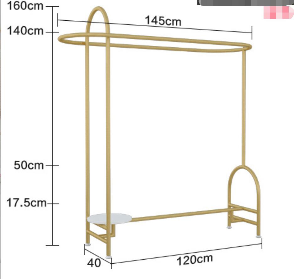 Corridor rack Commercial Furniture clothing store creative circular shoe shelf double row floor type golden clothes hanger women's cloth shopping