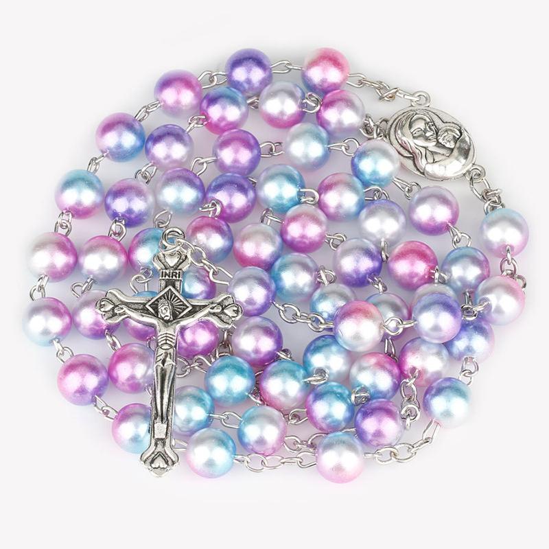 Chains Creative Simulated Pearl Long Rosary Necklace Catholic Jesus Crucifix Cross Pendant 8mm Beaded Necklaces Religious JewelryChains
Chains Creative Simulated Pearl Long Rosary Necklace Catholic Jesus Crucifix Cross Pendant 8mm Beaded Necklaces Religious JewelryChains