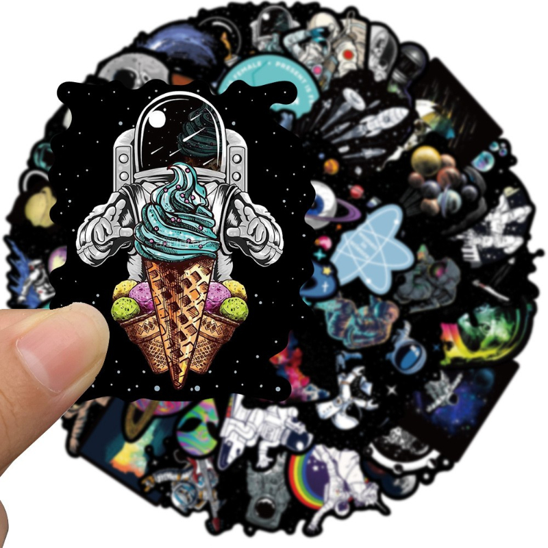 50Pcs/Lot Black Series Fantasy Planet Sticker Outer Space Astronaut DIY Graffiti Kids Toy Skateboard car Motorcycle Bicycle Sticker Decals Wholesale