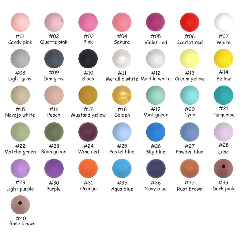 Kovict 100/200/500pcs Silicone Beads 15mm Round Perle Silicone Dentition Baby Teething Toys DIY Pacifier Chain Jewelry Making 220514