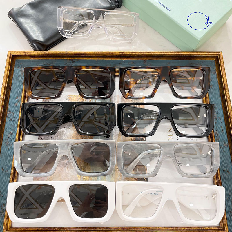 Designer Sunglasses OW40018U Mens Womens Fashion Classic Sun glasses Thick Square Temples with Double Arrows Summer Beach Vacation Anti-UV400 with Box
Designer Sunglasses OW40018U Mens Womens Fashion Classic Sun glasses Thick Square Temples with Double Arrows Summer Beach Vacation Anti-UV400 with Box