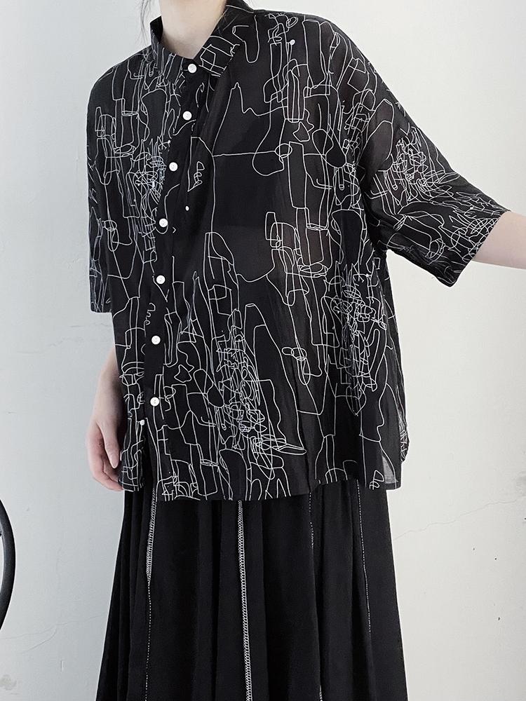 Women's Blouses & Shirts Black Loose Casual Shirt Fashion Artistic Line Diagonal Buckle Women Half Sleeve Top Summer All-match WMD6686Women', Black wmd6686
Women's Blouses & Shirts Black Loose Casual Shirt Fashion Artistic Line Diagonal Buckle Women Half Sleeve Top Summer All-match WMD6686Women', Black wmd6686