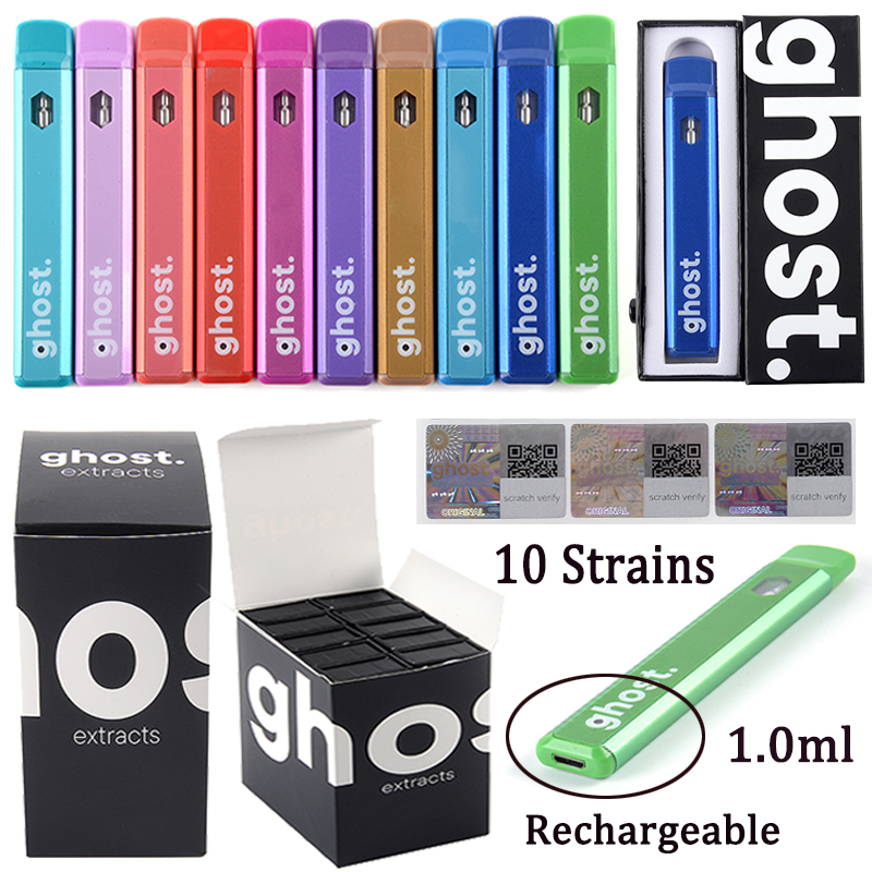 10 Strains Ghost Disposable Vape Pens Rechargeable E Cigarettes 1.0ml Device Pods 280mah Battery Preheat Vaporizer Empty E-Cigs Disposables
10 Strains Ghost Disposable Vape Pens Rechargeable E Cigarettes 1.0ml Device Pods 280mah Battery Preheat Vaporizer Empty E-Cigs Disposables