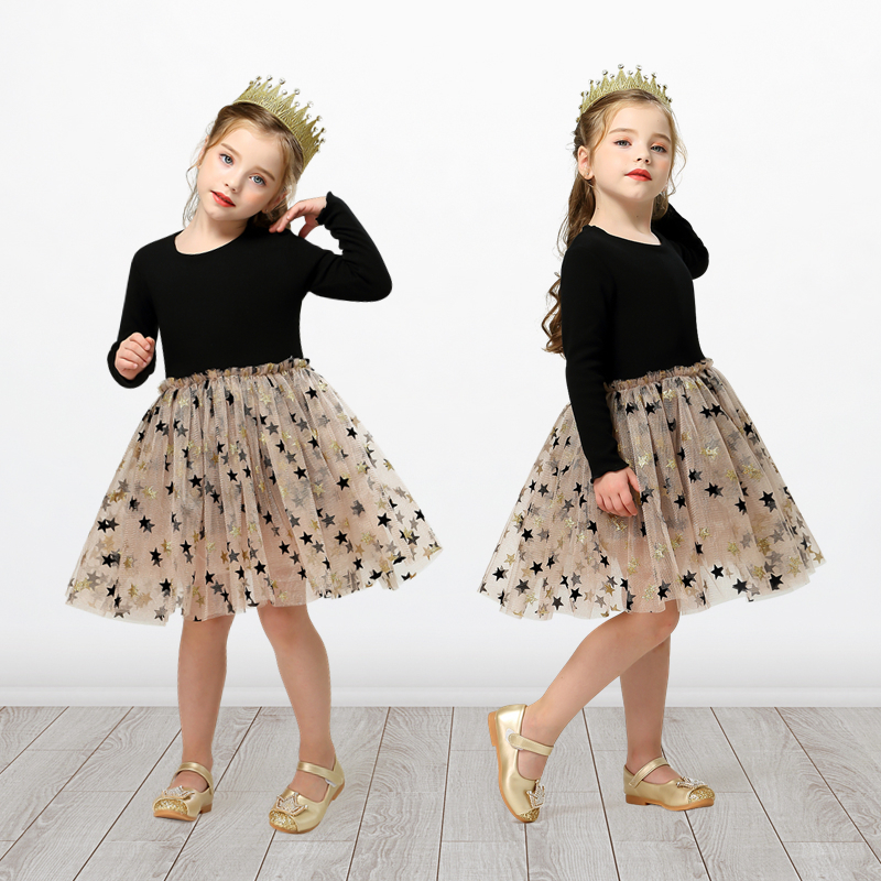 3 4 5 6 7 8 Year Girls Dress Summer Lace Sling Casual Dresses for Baby Girl Pentagram Pattern Clothes Birthday Party Dress 220324