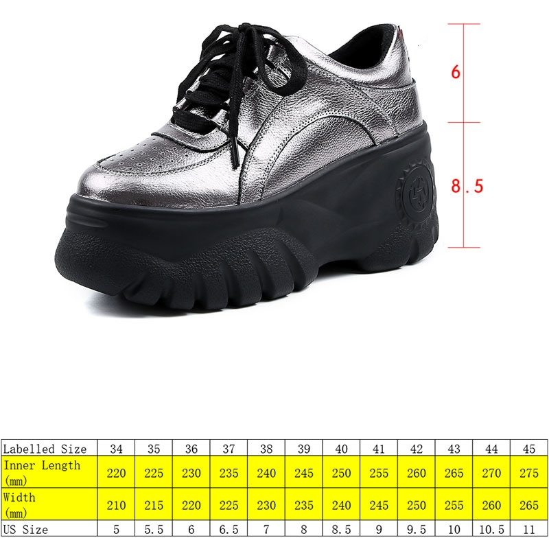 Genuine Leather 8.5cm Super Thick Sole Platform Women Shoes Chunky Sneakers Ins Za Women Vulcanized Shoes Sneakers, Black
Genuine Leather 8.5cm Super Thick Sole Platform Women Shoes Chunky Sneakers Ins Za Women Vulcanized Shoes Sneakers, Black