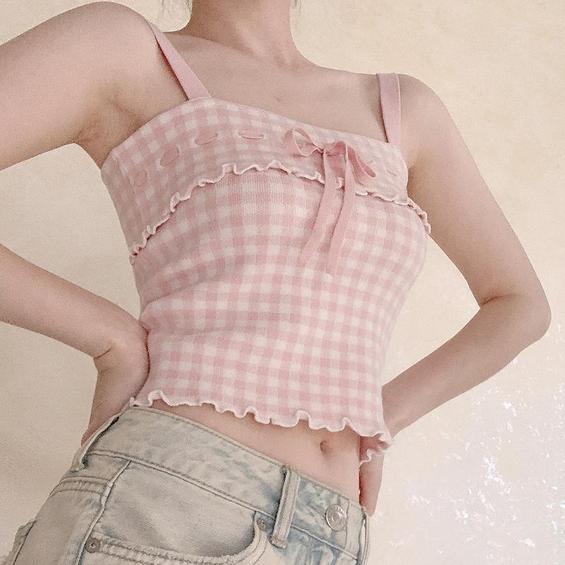 Women's Tanks & Camis Cute Crop Top Women Summer Lace-up Plaid Tops For Sweet Girl Kawaii ClothesWomen's, Pink crop top
Women's Tanks & Camis Cute Crop Top Women Summer Lace-up Plaid Tops For Sweet Girl Kawaii ClothesWomen's, Pink crop top