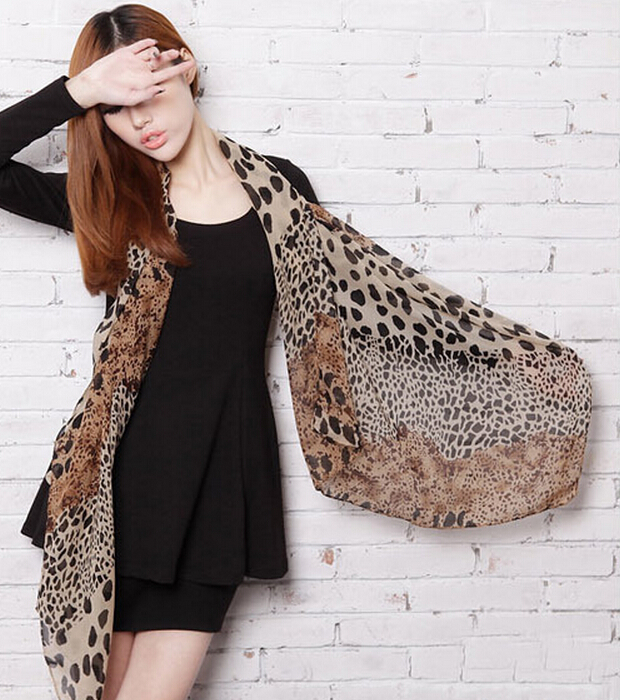Women Chiffon Scarf 150 45cm thin style Scarfs Print Cat Star Leopard Shawls And Scarves Party gift 22009 220630