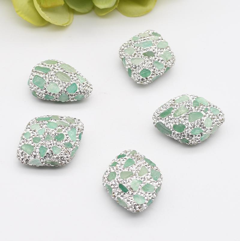 Other 4pcs/lot 33x25mm High Quality Light Green Larimar Diamond Beads Trimmed With Crystal ZirconOther
Other 4pcs/lot 33x25mm High Quality Light Green Larimar Diamond Beads Trimmed With Crystal ZirconOther