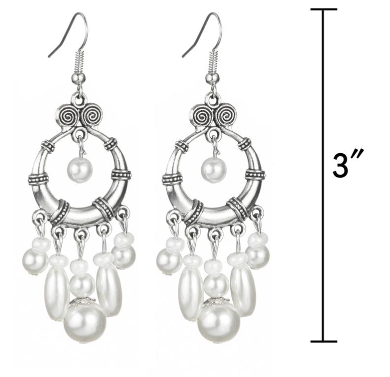 1920s Art Deco Gatsby Drop Earrings 20S Theme Party Costume Accessories Vintage Wedding Dangle Pearl Earrings Plated Silver for Women Girls Mom