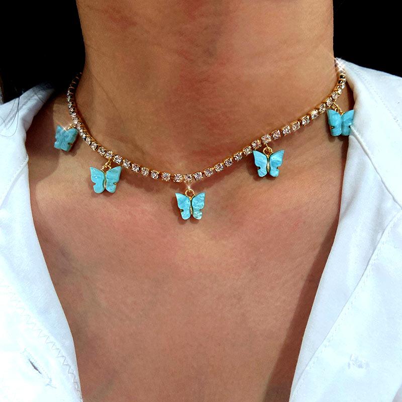 Chains Bling Acrylic Butterfly Pendant Tennis Choker Necklace For Women Rhinestone Chain Gold Color Cuban Jewelry GiftChains
Chains Bling Acrylic Butterfly Pendant Tennis Choker Necklace For Women Rhinestone Chain Gold Color Cuban Jewelry GiftChains
