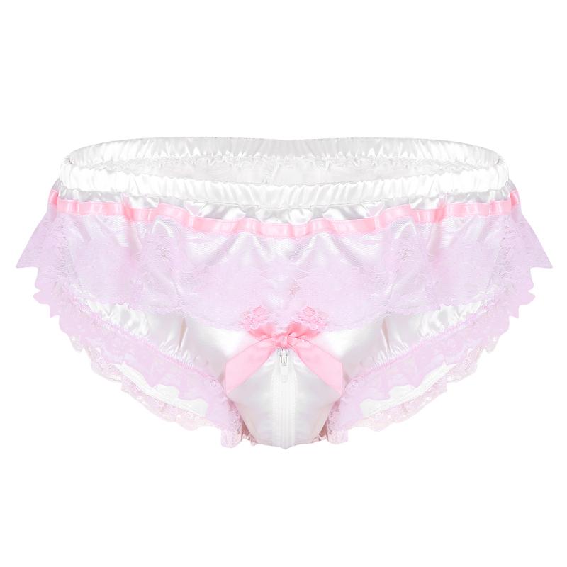 Men's Swimwear Mens Shiny Soft Satin Lingerie Sissy Panties Zipper Crotch High Cut Briefs Underwear Ruffled Floral Lace Trim Bottom Underpan
Men's Swimwear Mens Shiny Soft Satin Lingerie Sissy Panties Zipper Crotch High Cut Briefs Underwear Ruffled Floral Lace Trim Bottom Underpan