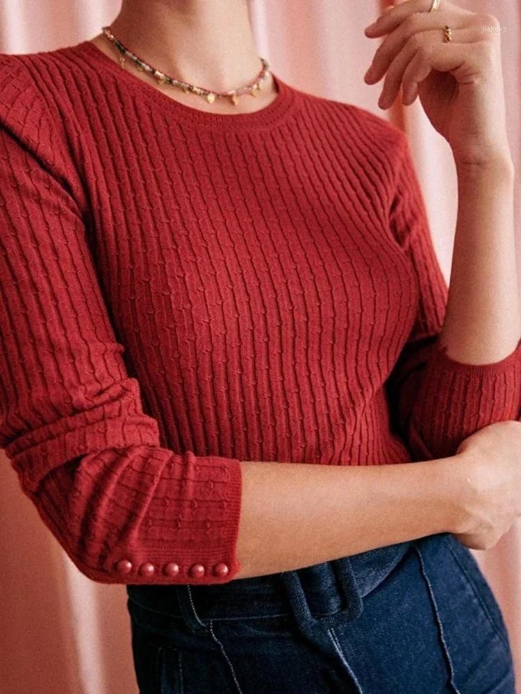 Women' Sweaters Women Knitted Sweater Black Red White O-neck Pit Stripes Long Sleeve Slim Ladies Knitwear Bottom Pullover
Women' Sweaters Women Knitted Sweater Black Red White O-neck Pit Stripes Long Sleeve Slim Ladies Knitwear Bottom Pullover