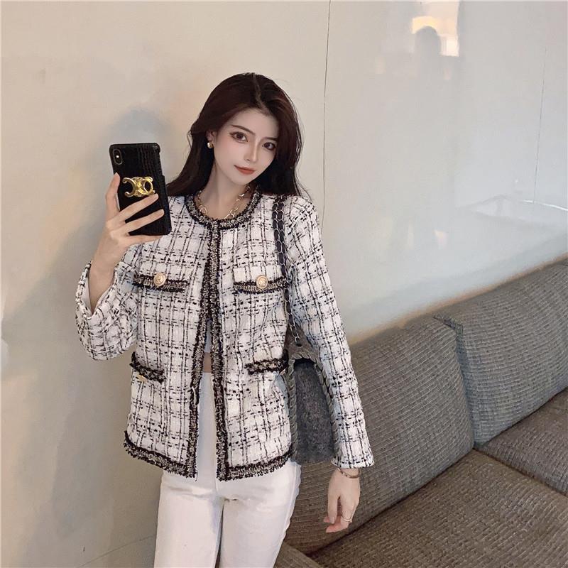 Woman Jacket Vintage Plaid Long Sleeve O-neck Open Stitch Runway Designer Tweed Cardigans Fashion Coat Ropa Para Mujer, White
Woman Jacket Vintage Plaid Long Sleeve O-neck Open Stitch Runway Designer Tweed Cardigans Fashion Coat Ropa Para Mujer, White