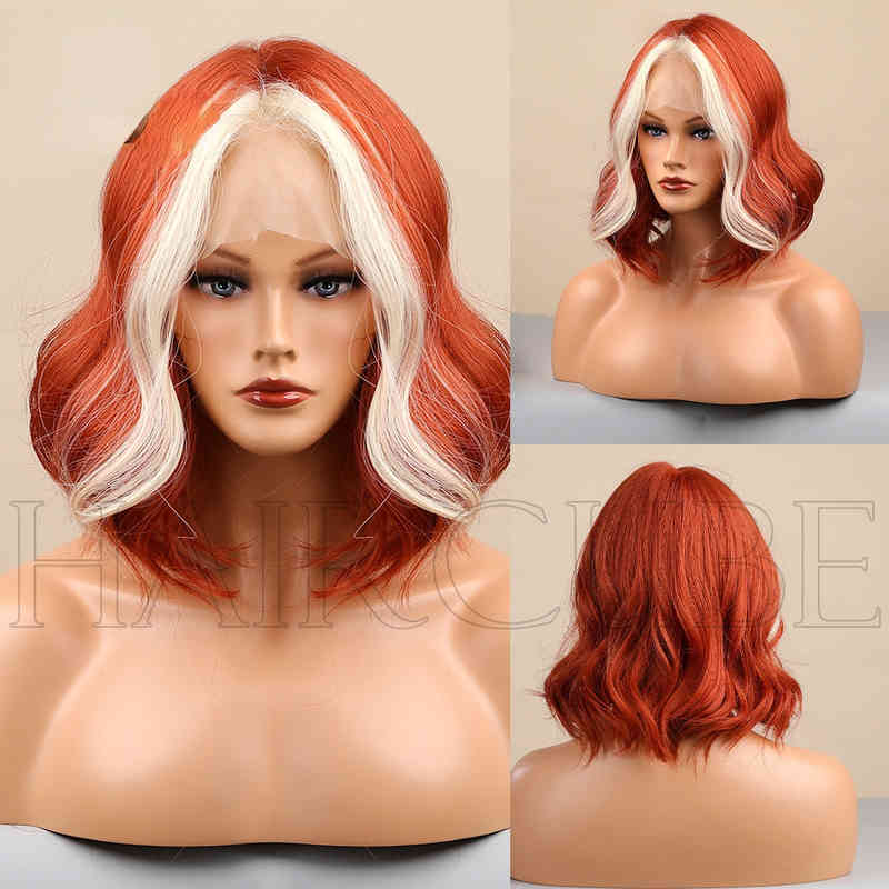 Nxy Wigs Front Lace Orange Highlights White Small T-neck Shoulder Length Short Curly Hair Wigs220530, Ombre color
Nxy Wigs Front Lace Orange Highlights White Small T-neck Shoulder Length Short Curly Hair Wigs220530, Ombre color