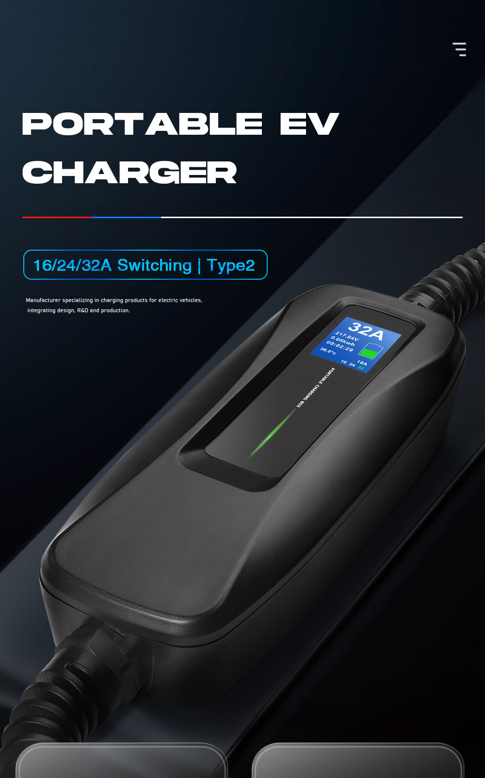 Type 2 EV Charger Level 2 32 Amp Portable Electric Vehicle Charger, CEE Plug 220V-240V Car Charging Cable, IEC 62196-2
Type 2 EV Charger Level 2 32 Amp Portable Electric Vehicle Charger, CEE Plug 220V-240V Car Charging Cable, IEC 62196-2