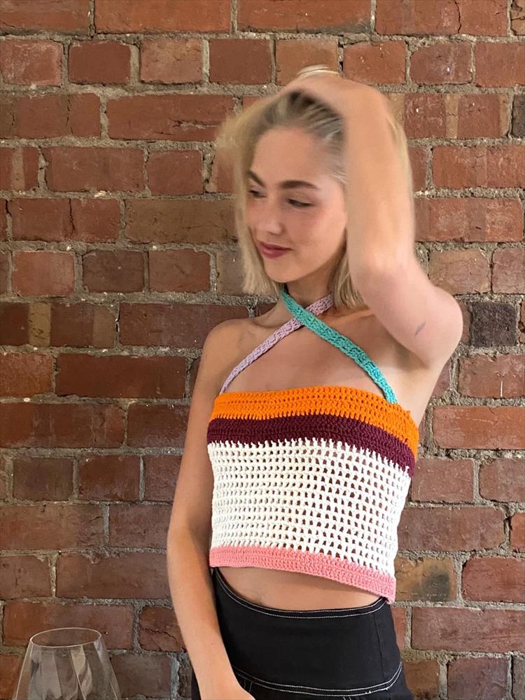Women' Tanks & Camis Women' Summer Sexy Color Block Crochet Knit Crop Top Halter Neck Tie-up Backless Vest Y2k Pullover Jumper Tops 90
Women' Tanks & Camis Women' Summer Sexy Color Block Crochet Knit Crop Top Halter Neck Tie-up Backless Vest Y2k Pullover Jumper Tops 90